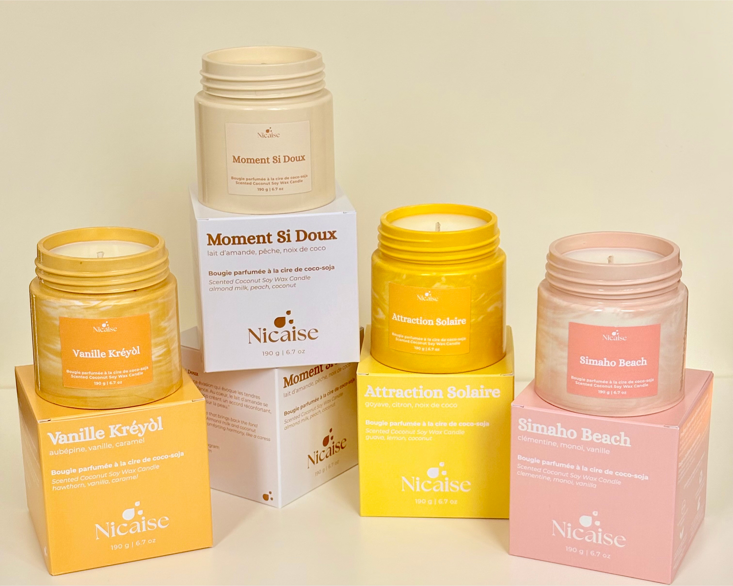Les bougies parfumées artisanales Nicaise aux senteurs des Caraïbes, ambiance exotique et ensoleillée