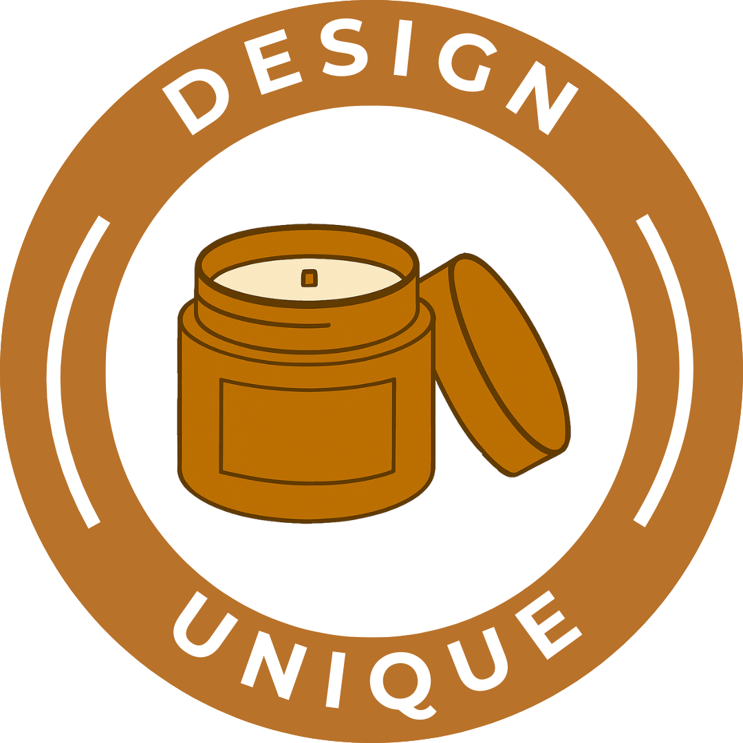 Label “Design unique” – bougies parfumées artisanales au style original, en pot avec couvercle à visser